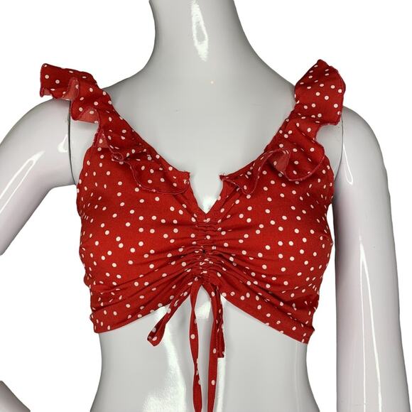 Shein Polka Dot Crop Top Red and White Sleeveless Size S Elastic o… - Picture 2 of 7